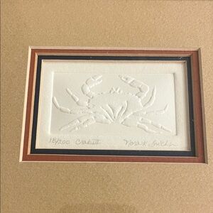 Nora K.  Fischer  Brown Framed Crab Embossed Art